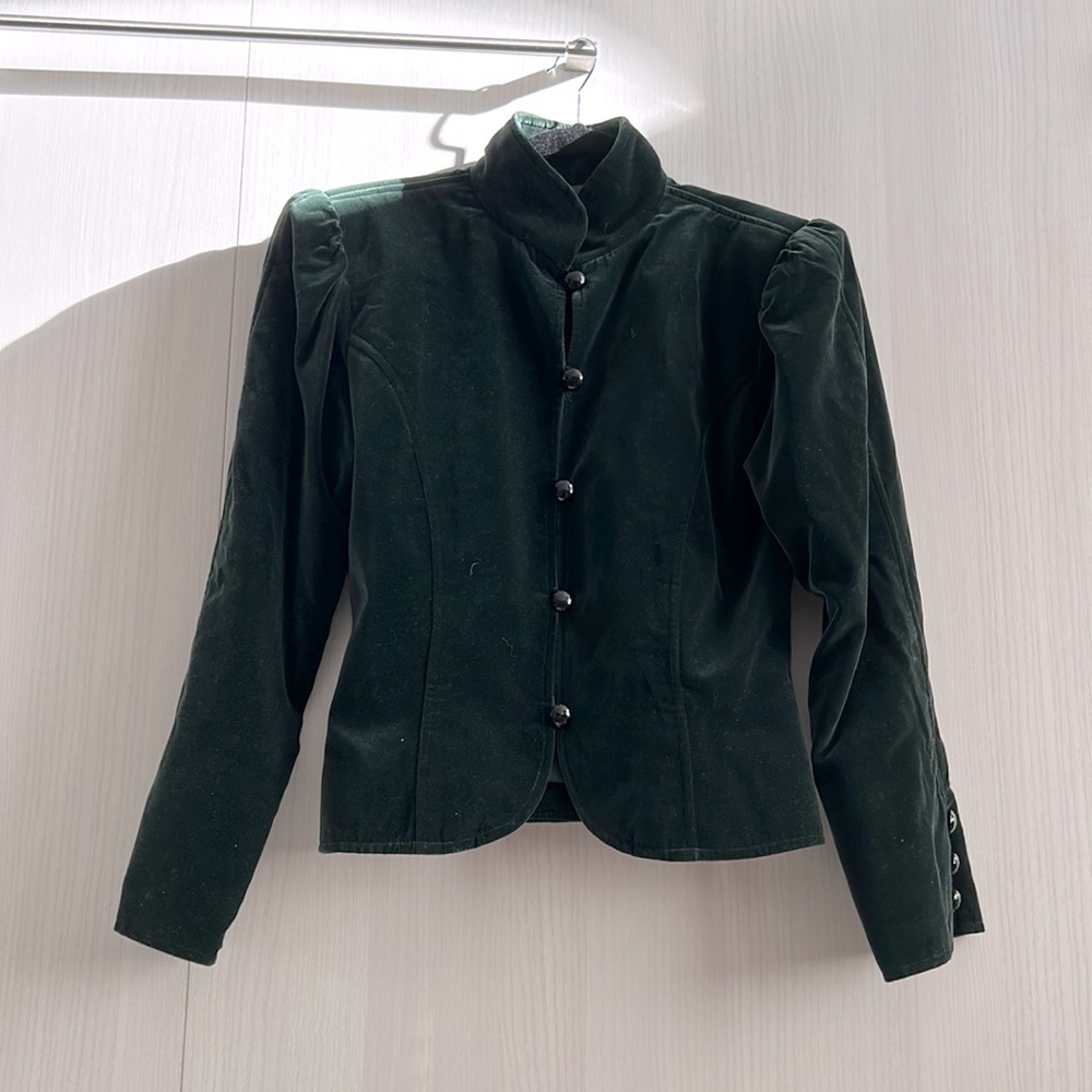 Vintage 70’s YSL Rive Gauche velours high neck blazer size 38 ( 4/6) emerald
